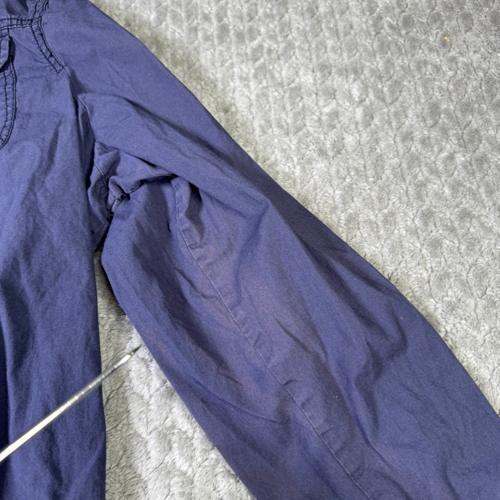 Maurices Navy Blue Utility Jacket Button Front Roll Tab Sleeve Distressed - Picture 2 of 11